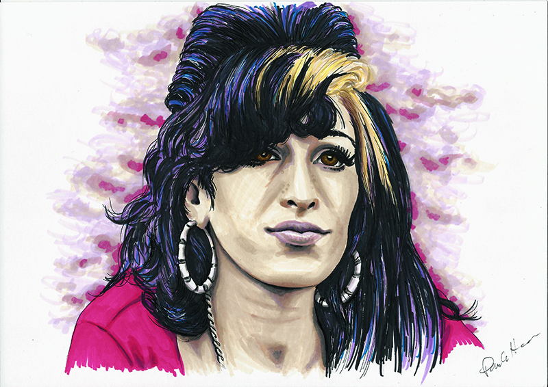 Colour Ink Portrait Of Amy Winehouse Paula Hightower Portrait Artist
